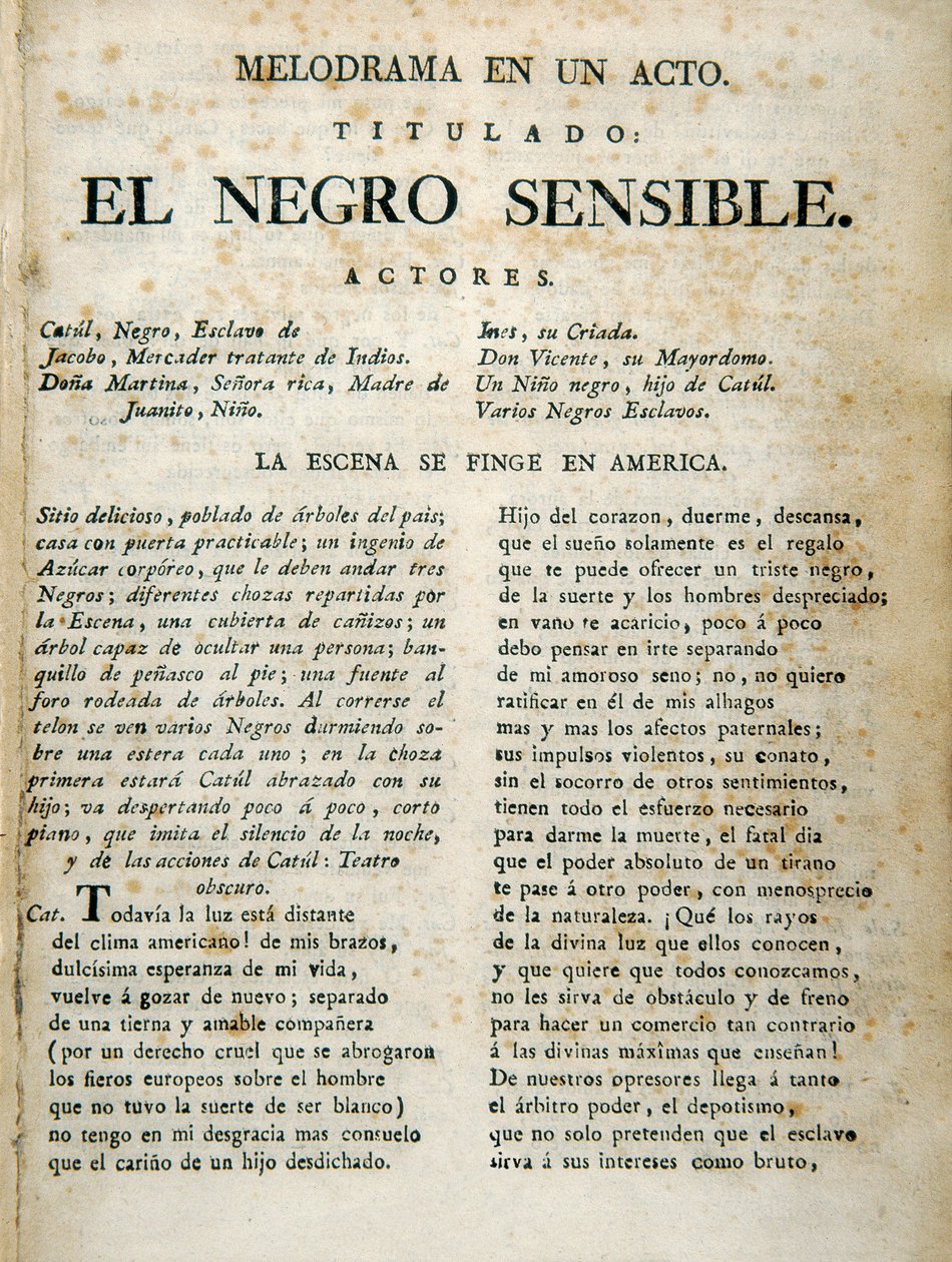Pierwsza strona "El negro sensible" autorstwa Unbekannt