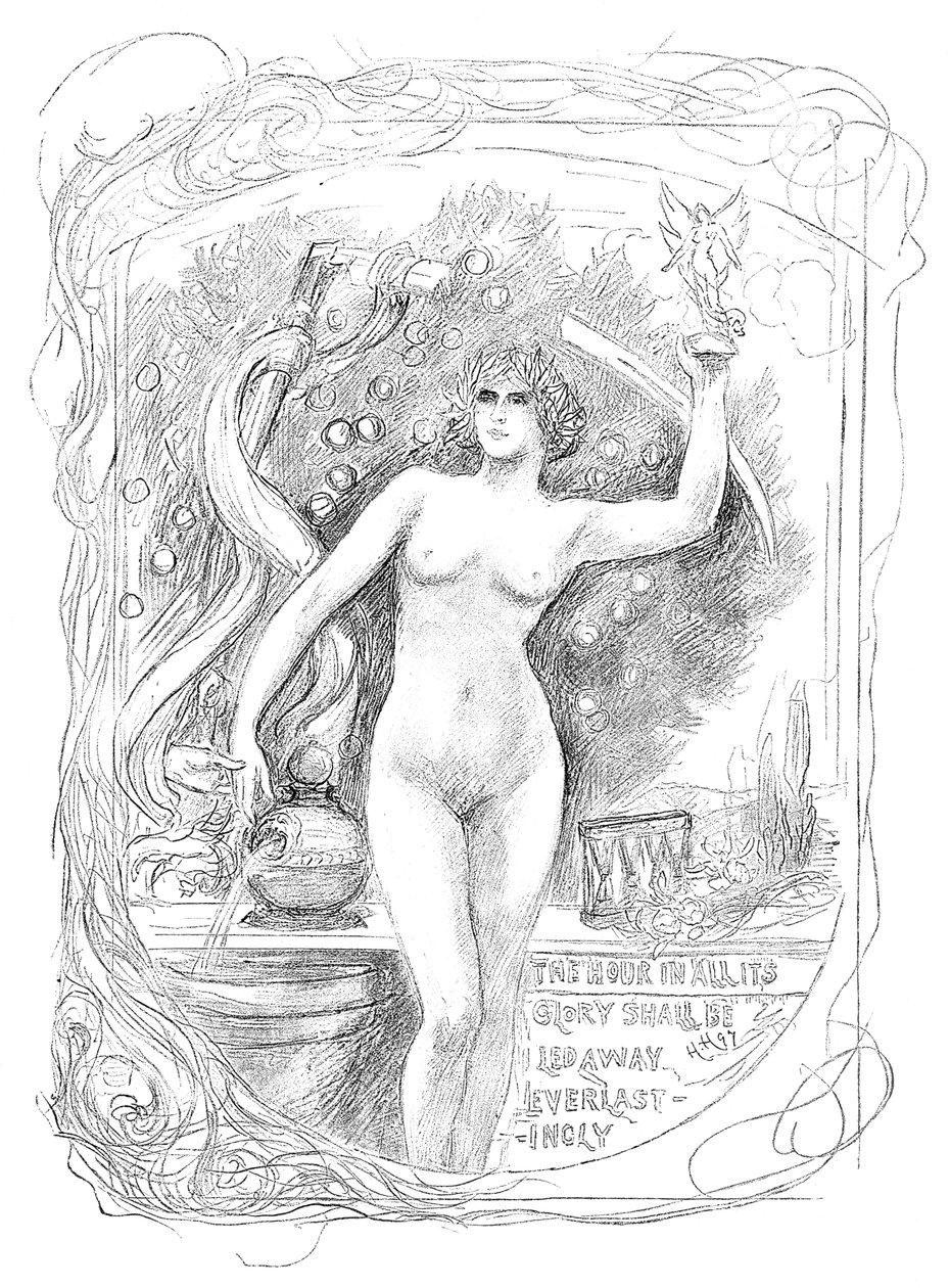Pierwszy szkic emalii Godzina w całej swej chwale zostanie odprowadzona na wieki, 1899 autorstwa Unbekannt