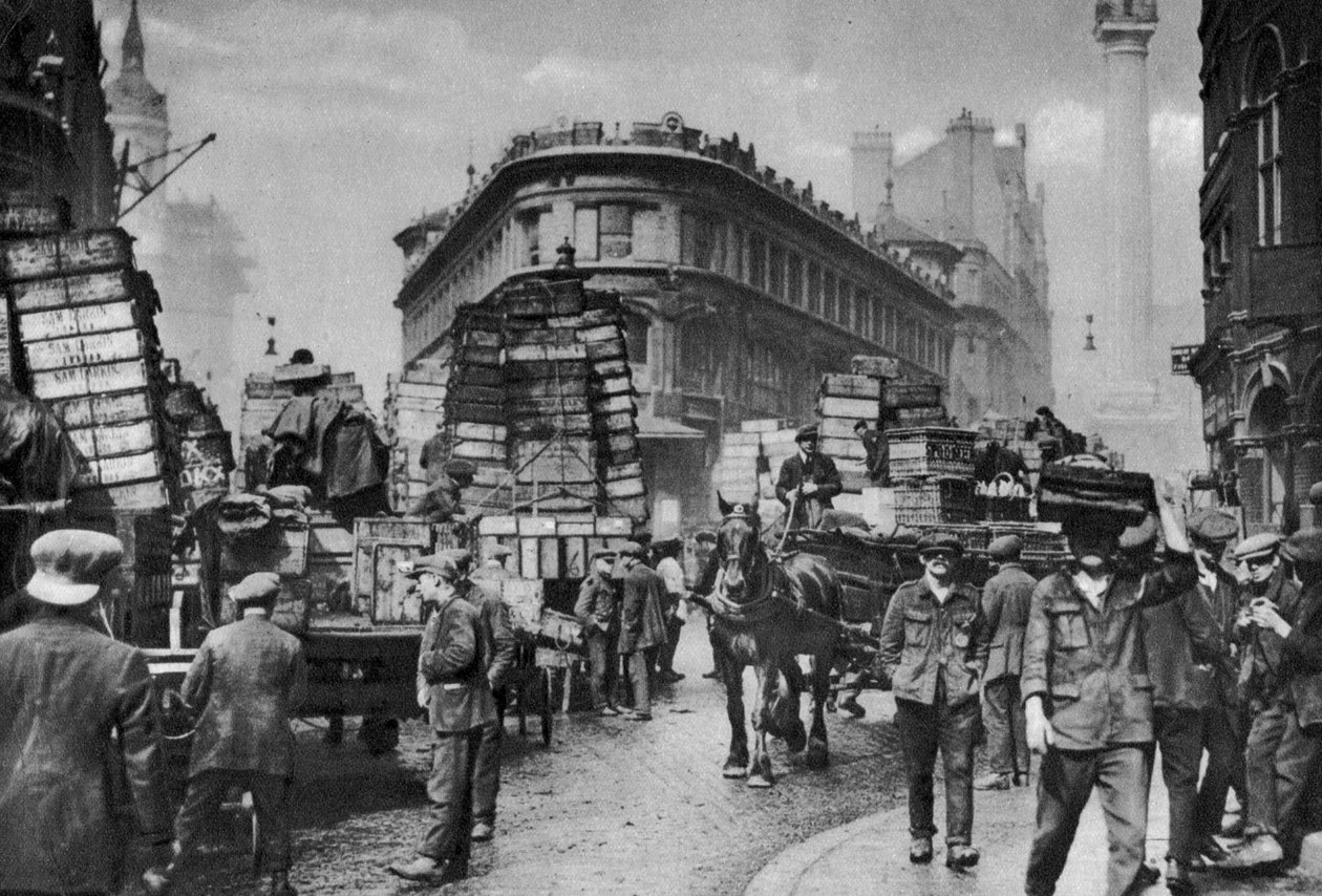 Tragarze rybni w Billingsgate, Londyn, 1926-1927 autorstwa Unbekannt