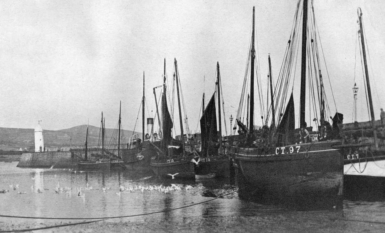 Łodzie rybackie w porcie Port St Mary, Wyspa Man, 1924-1926 autorstwa Unbekannt