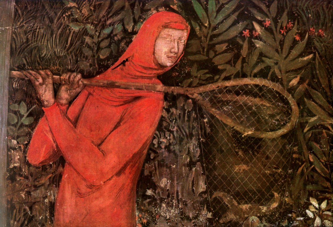 Łowienie ryb, fragment fresku, XIV w. 1909 autorstwa Unbekannt