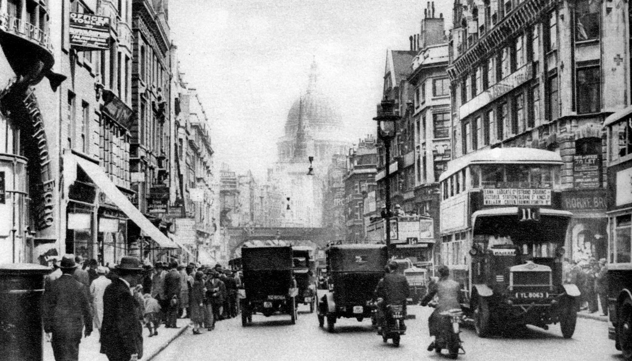 Fleet Street widziana z przeciwległego Salisbury Court, Londyn, 1926-1927 autorstwa Unbekannt