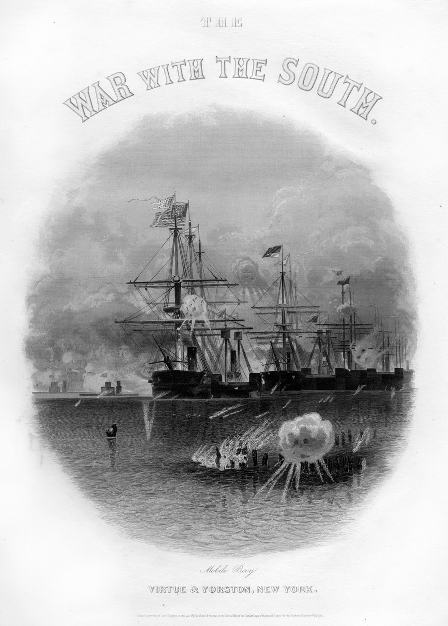 Flota mija fort i przeszkody, bitwa pod Mobile Bay, 5 sierpnia 1864, 1862-1867 autorstwa Unbekannt