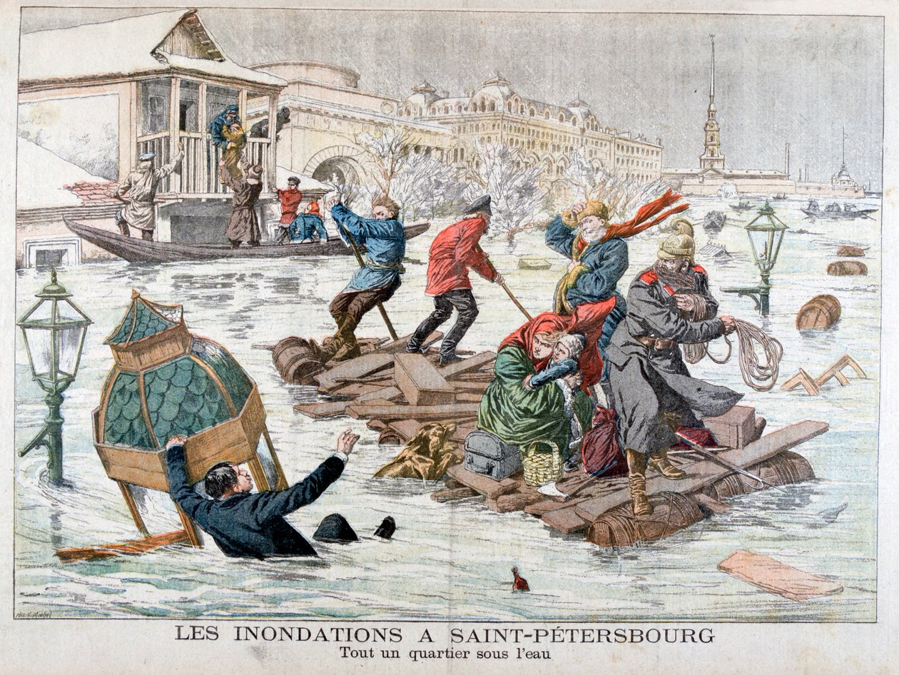 Powodzie w Petersburgu, Rosja, 1903 r. autorstwa Unbekannt