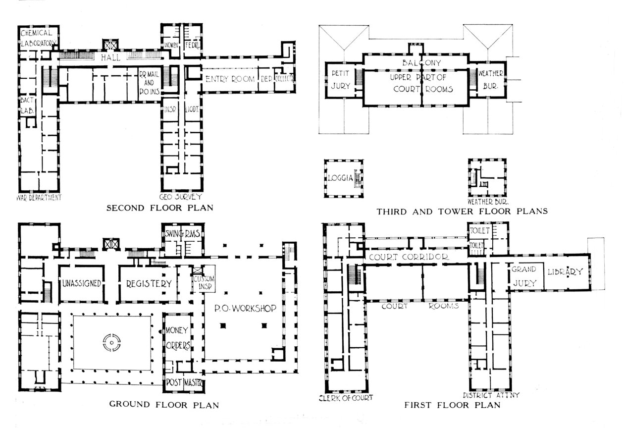 Plany pięter, budynek federalny, Honolulu, Hawaje, 1924 autorstwa Unbekannt