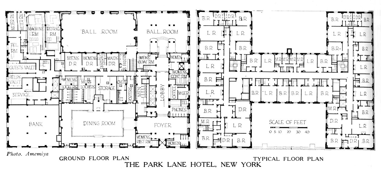 Plany pięter, Park Lane Hotel, Nowy Jork, 1924 autorstwa Unbekannt