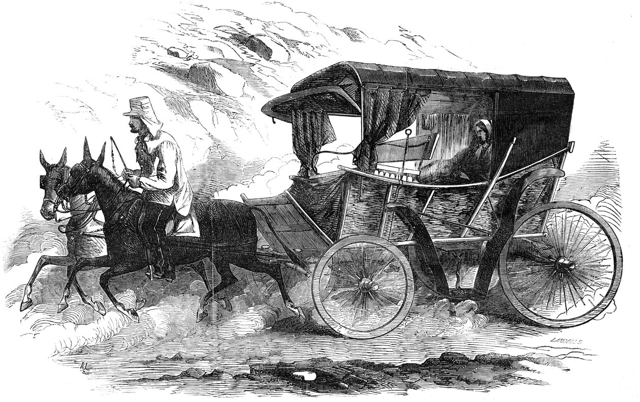 Florence Nightingale w powozie na Krymie, 1856 autorstwa Unbekannt