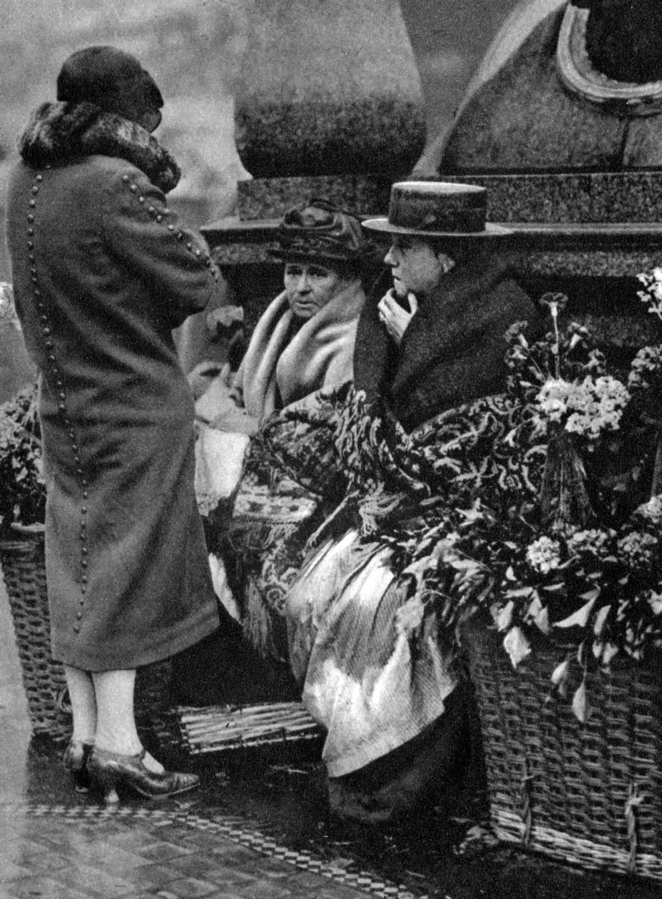 Sprzedawcy kwiatów, Piccadilly Circus, Londyn, 1926-1927 autorstwa Unbekannt