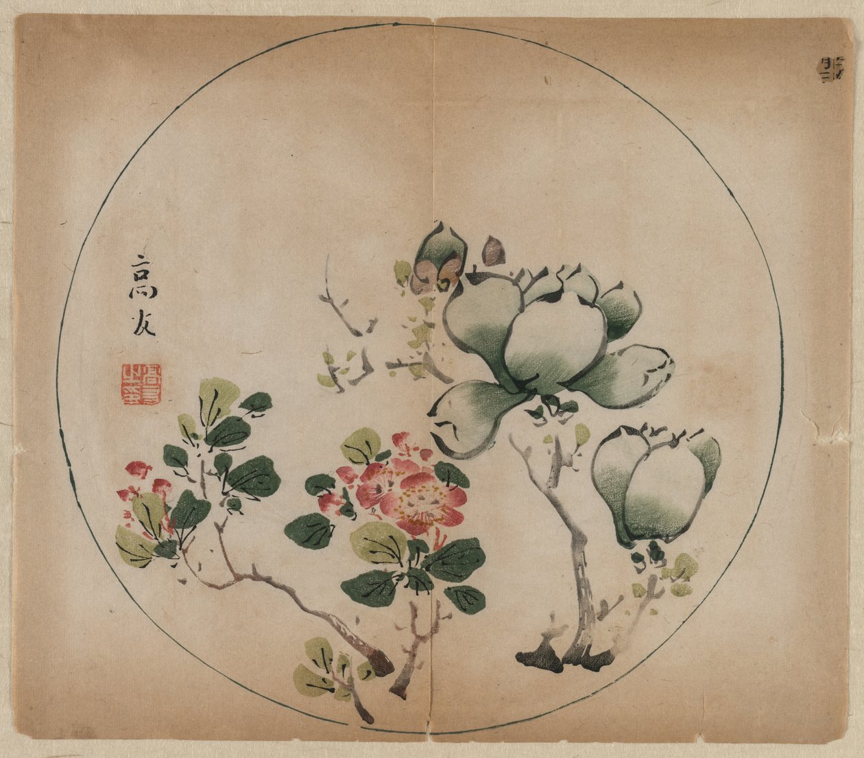 Kwitnąca magnolia i kwiaty brzoskwini, 1368-1644. autorstwa Unbekannt