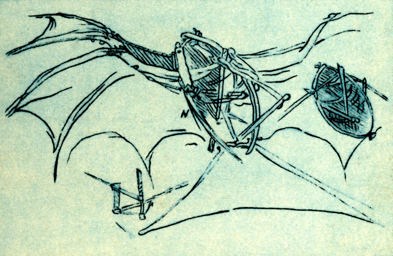 Maszyna latająca zaprojektowana przez Leonarda da Vinci, c1485, 1932. autorstwa Unbekannt