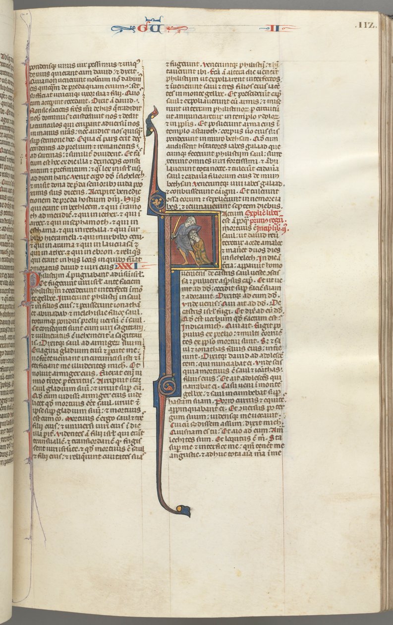 Fol. 112r, Kings II, inicjał historyczny F, ścięcie Amalekity, ok. 1930 r. 1275-1300. autorstwa Unbekannt