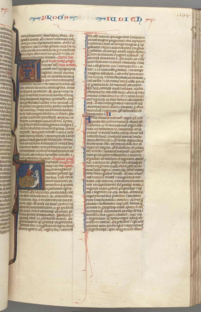 Fol. 194r, Judyta, historyczny inicjał A, Judyta ścinająca głowę Holofernesowi, ok. 194r. 1275-1300. autorstwa Unbekannt