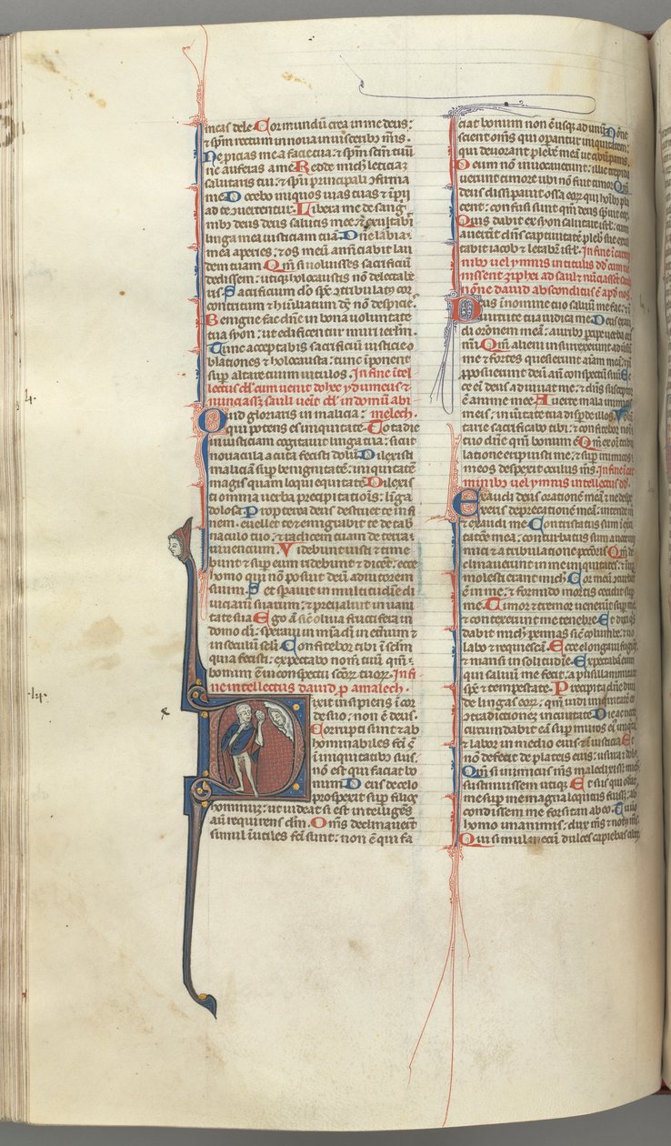Fol. 222v, Psalm 52, historyczny inicjał D, głupiec nagi bez płaszcza, trzymający pęcherz..., c. 1 autorstwa Unbekannt