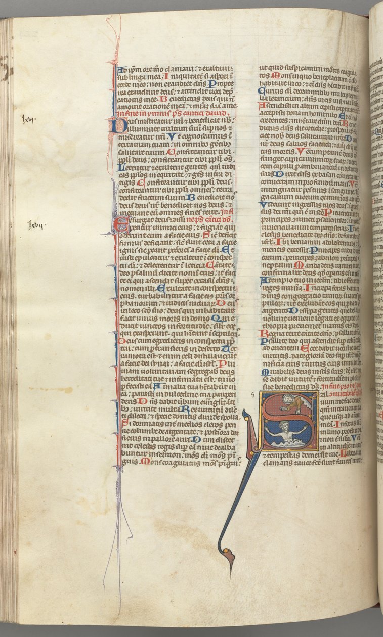 Fol. 224v, Psalm 68, historyczny inicjał S, Dawid w wodzie odwołujący się do Boga powyżej, c. 1275-1300. autorstwa Unbekannt