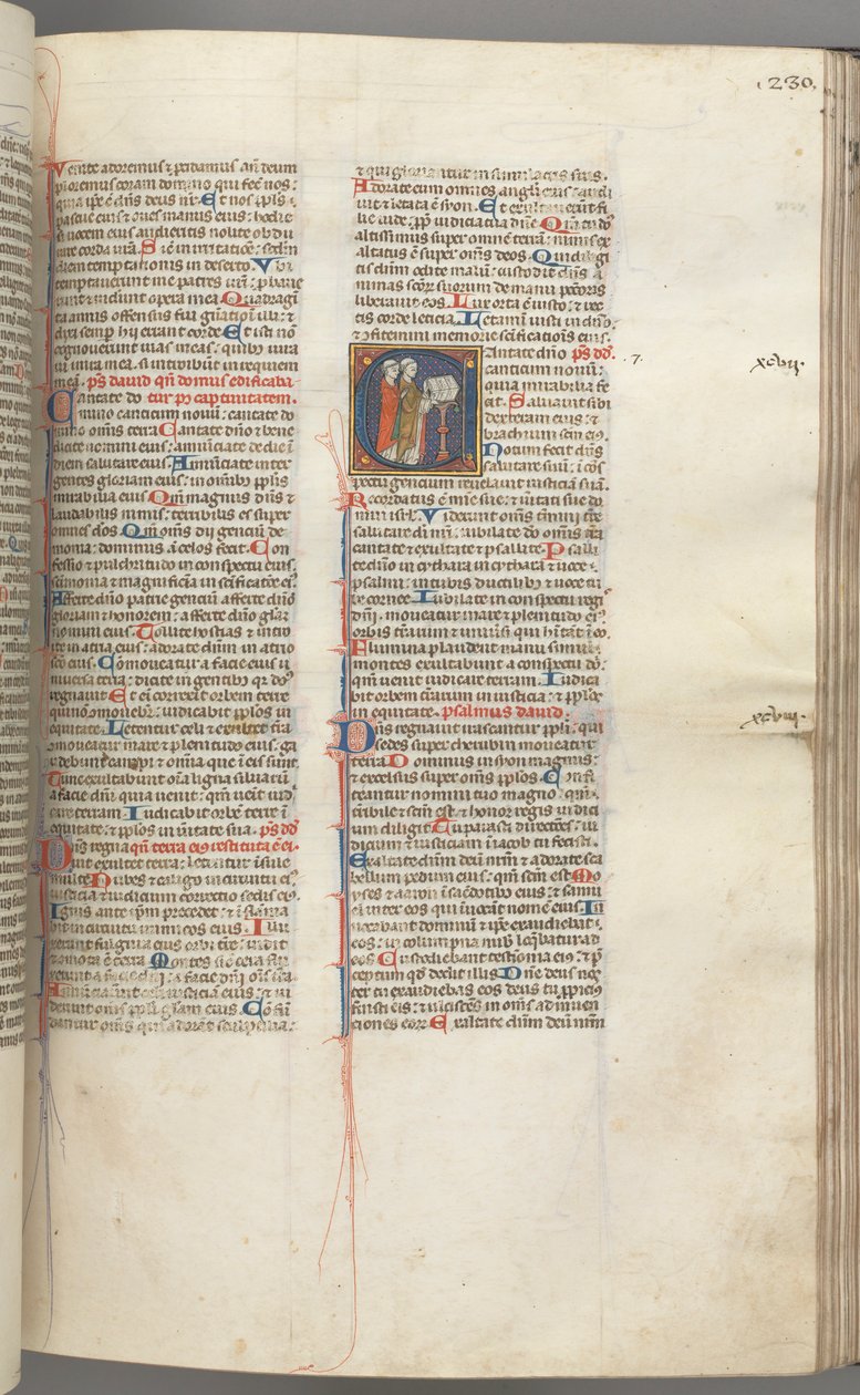 Fol. 230r, Psalm 97, inicjał historyczny C, dwóch kleryków śpiewa na mównicy. , C. 1275-1300. autorstwa Unbekannt
