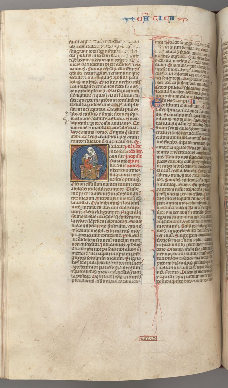 Fol. 249v, Pieśń nad Pieśniami, inicjał historyczny O, Dziewica z Dzieciątkiem, c. 1275-1300. autorstwa Unbekannt