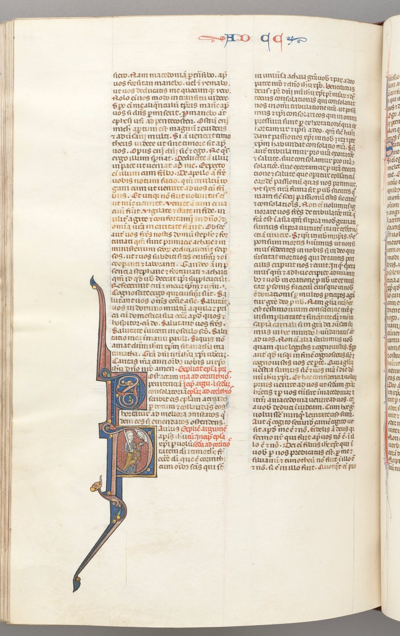 Fol. 445v, Koryntian II, inicjał historyczny P, Paweł stojący z mieczem, ok. 445v. 1275-1300. autorstwa Unbekannt