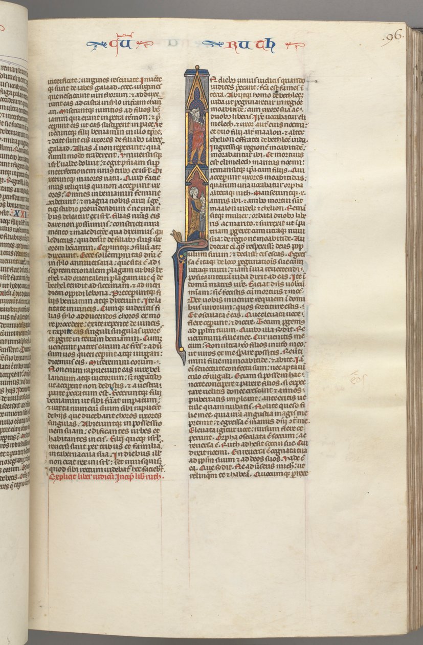 Fol. 96r, Rut, Historyczny inicjał I z Elimilechem i Noemi. 1275-1300. autorstwa Unbekannt