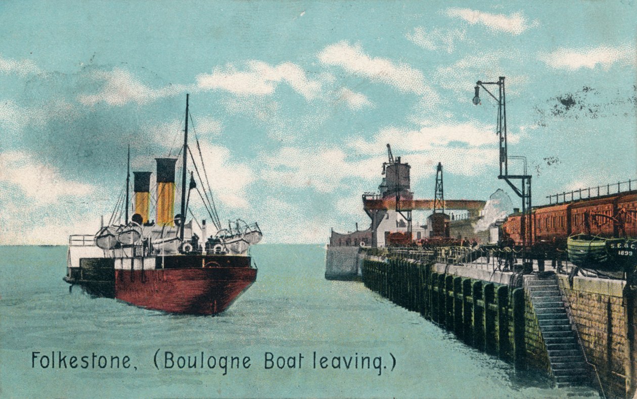 Folkestone Boulogne Wypłynięcie łodzi, c1905 autorstwa Unbekannt