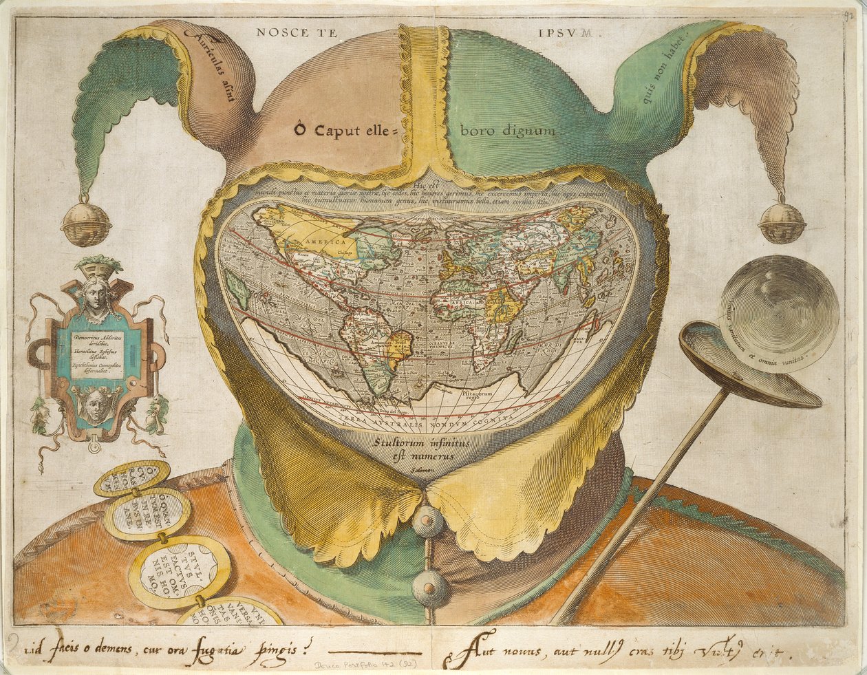 Mapa świata Czapka głupca, c1590 autorstwa Unbekannt