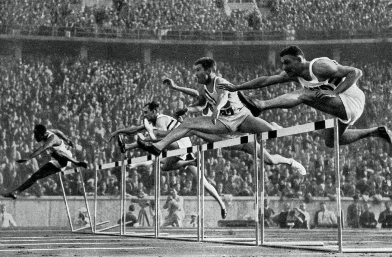 Forrest Towns, amerykański mistrz olimpijski w biegu na 110 m przez płotki, 1936 autorstwa Unbekannt