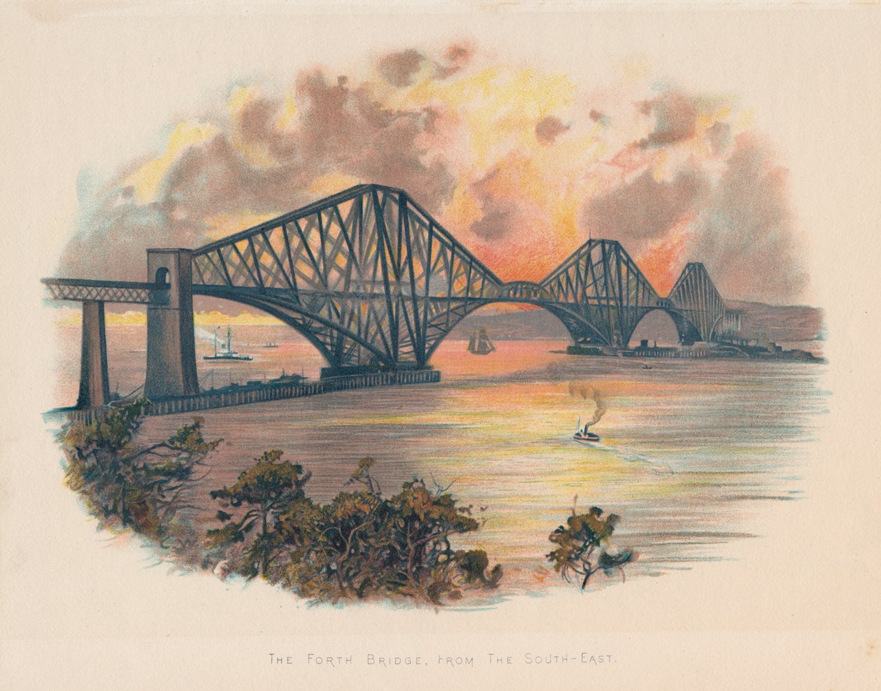 Forth Railway Bridge od strony południowo-wschodniej, Szkocja, ok. 1895 r. autorstwa Unbekannt