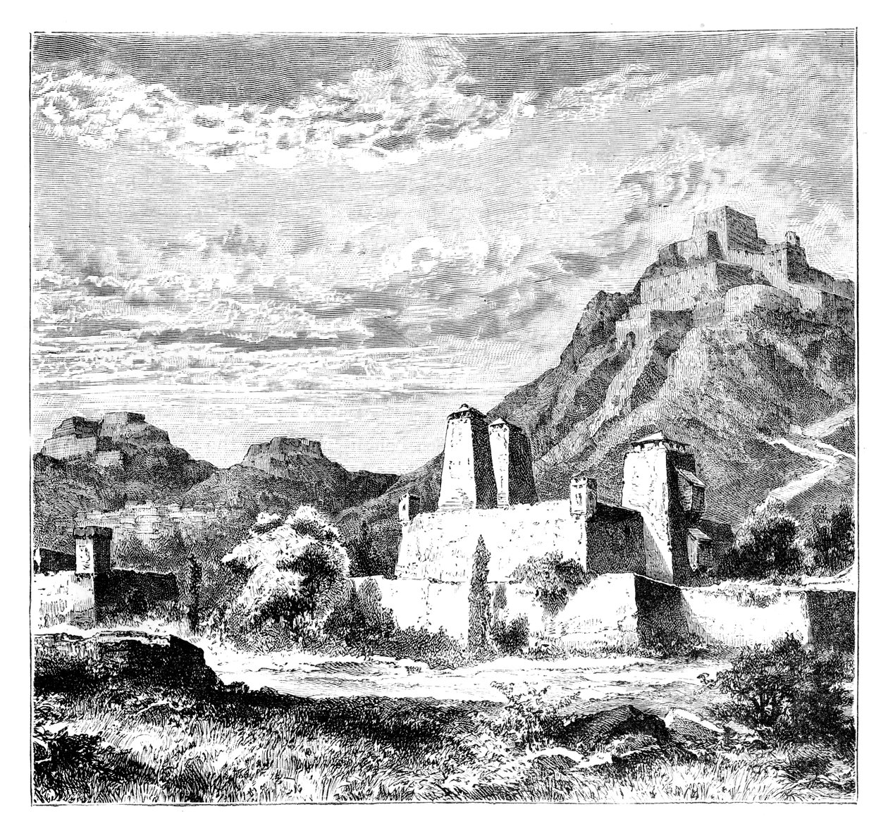 Ufortyfikowane wioski w pobliżu Lanzhou, Chiny, 1895 autorstwa Unbekannt