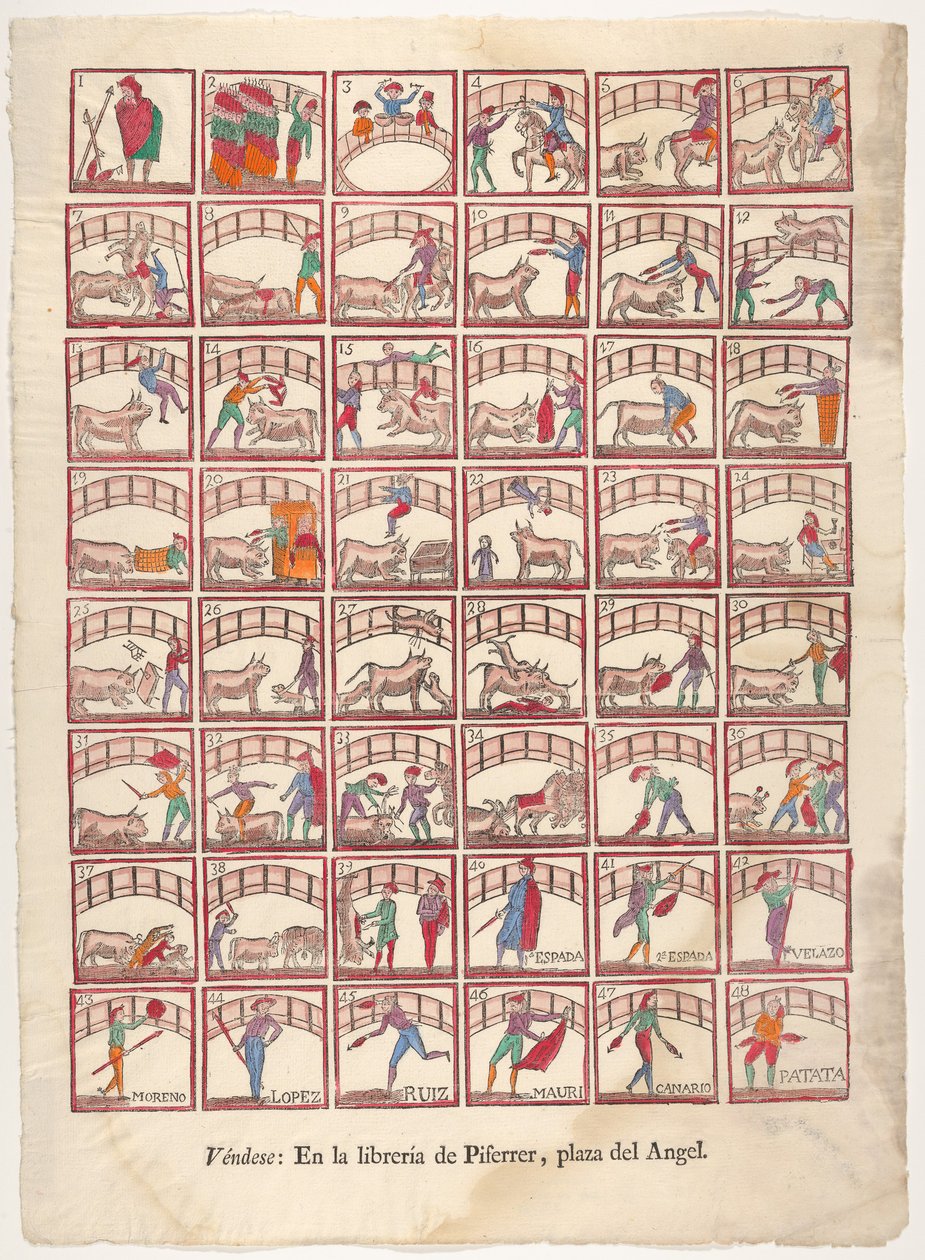 Czterdzieści osiem winiet manewrów byków i scen z ringu, ok. godz. 1800-1850. autorstwa Unbekannt