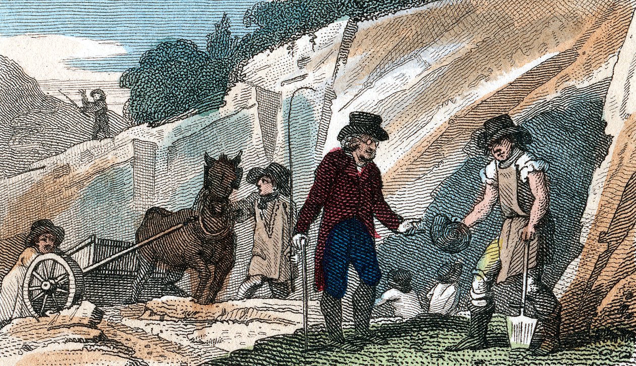Polowanie na skamieniałości w kopalni kredy Cherry Hinton, Cambridgeshire, 1822 autorstwa Unbekannt