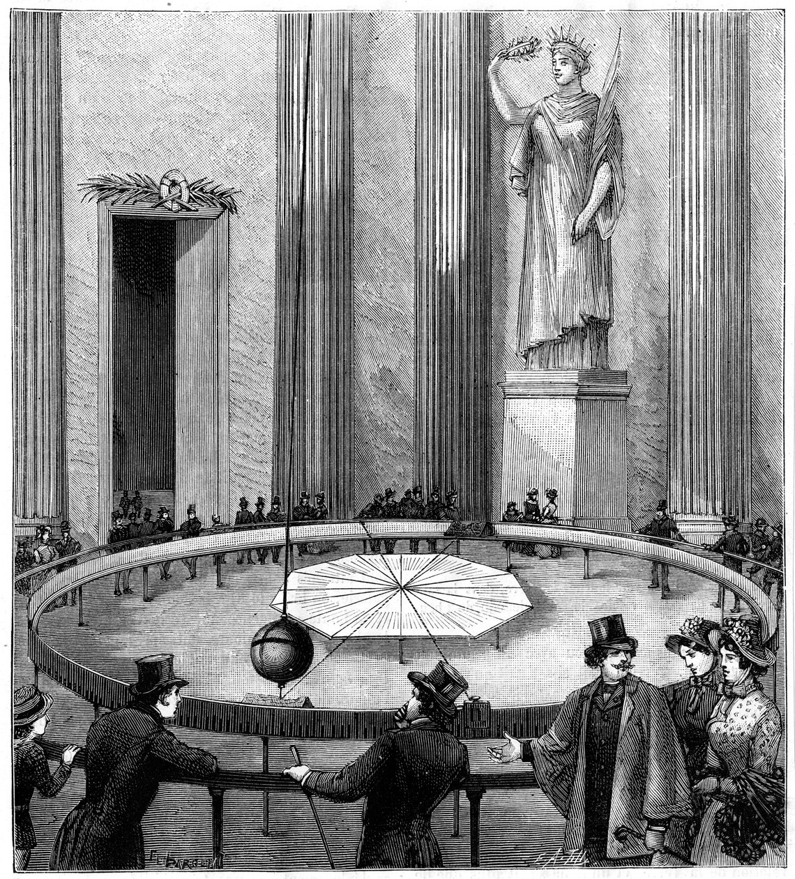Foucault używając swojego wahadła do zademonstrowania obrotu Ziemi, Paryż, 1851 1887 autorstwa Unbekannt