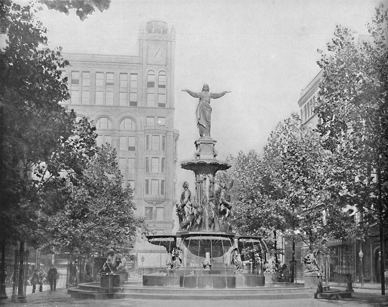 Plac Fontann, Cincinnati, Ohio, ok. 1897. autorstwa Unbekannt