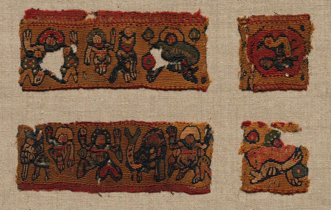 Cztery fragmenty obramowania tuniki Gammadion, 400-600 s. autorstwa Unbekannt