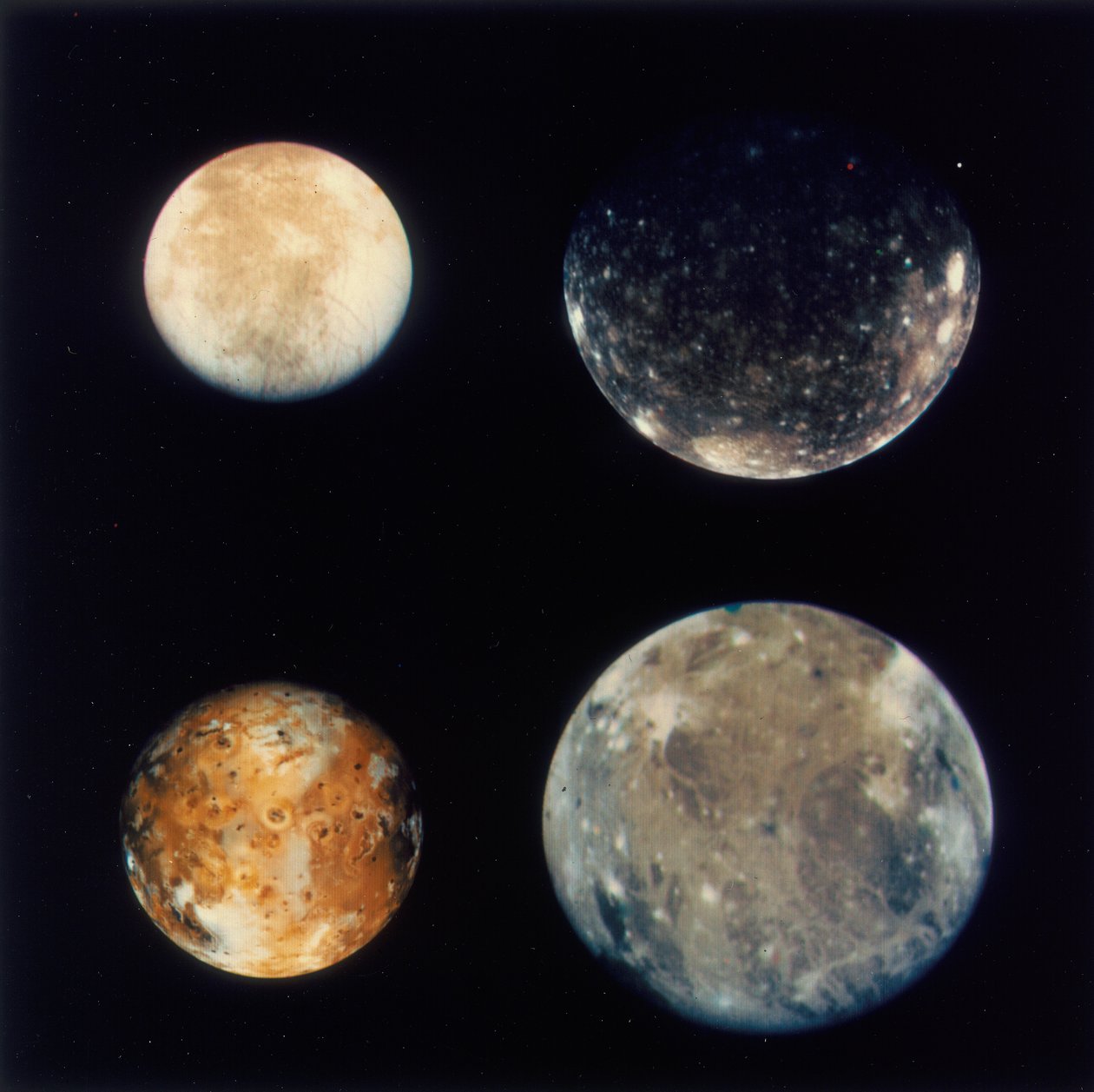 Cztery księżyce Jowisza, Io, Europa, Ganimedes i Callisto, 1979 autorstwa Unbekannt