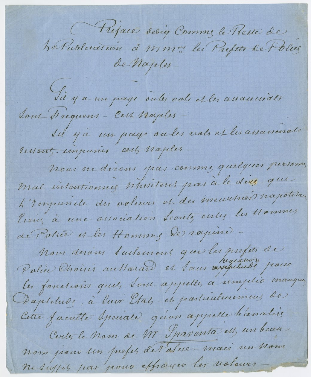 Fragment „Przedmowy poświęcony jak reszta publikacji pani. prefektów policji Neapolu”, która opisuje spotkanie Dumasa z Poem w Paryżu w 1832 r. (tusz na papierze) autorstwa Unbekannt