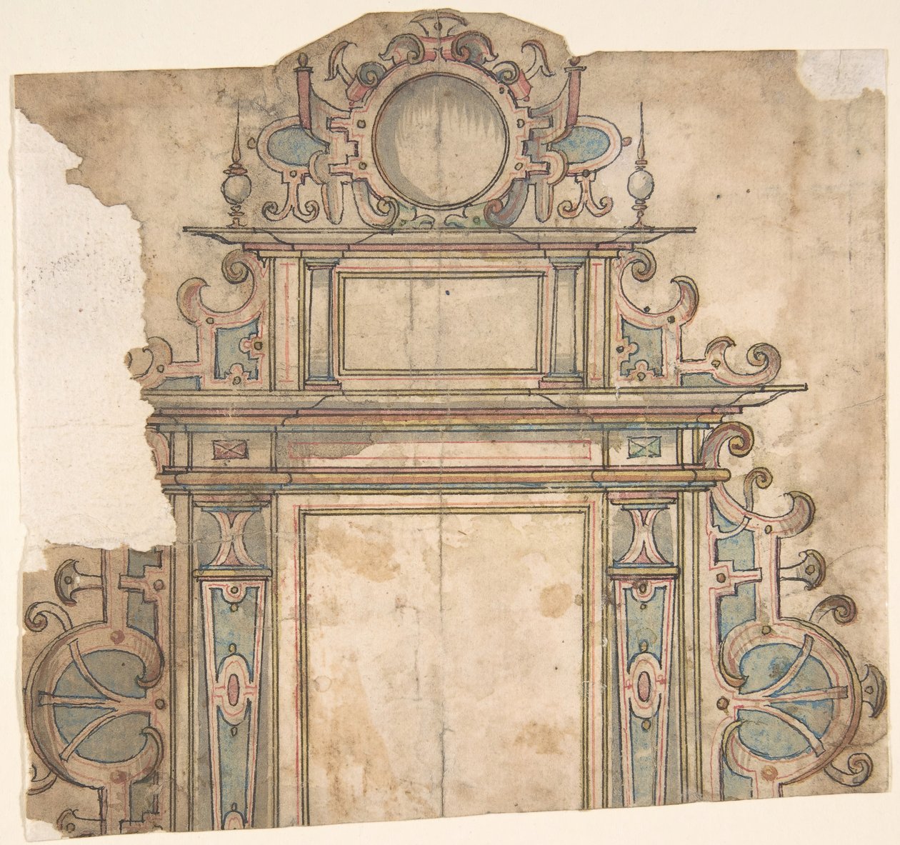 Fragment projektu oprawy architektonicznej, XVI wiek. autorstwa Unbekannt