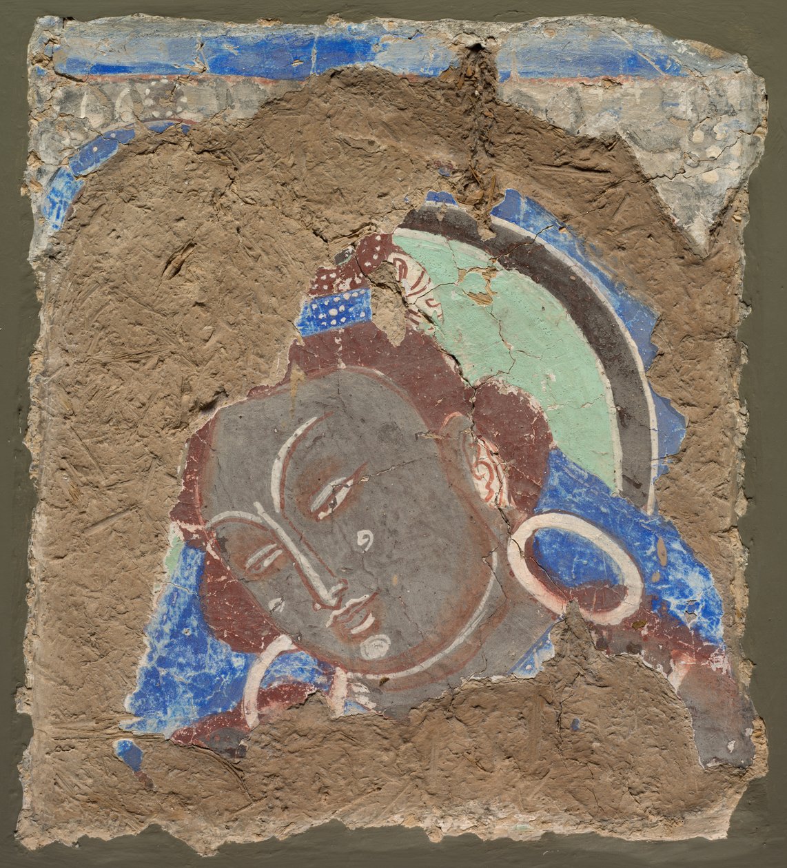 Fragment z Głową Bodhisattwy, 600-650. autorstwa Unbekannt