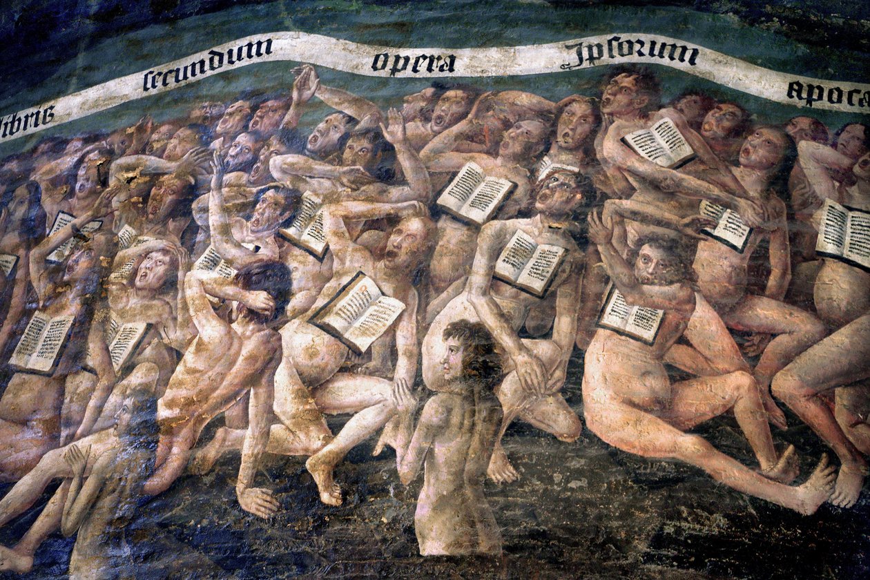 Francja, Tarn, Albi, Cathedrale Sainte-Cecile, fresk Sądu Ostatecznego, - (1474 koniec XV w.), zejście do podziemi, detal autorstwa Unbekannt