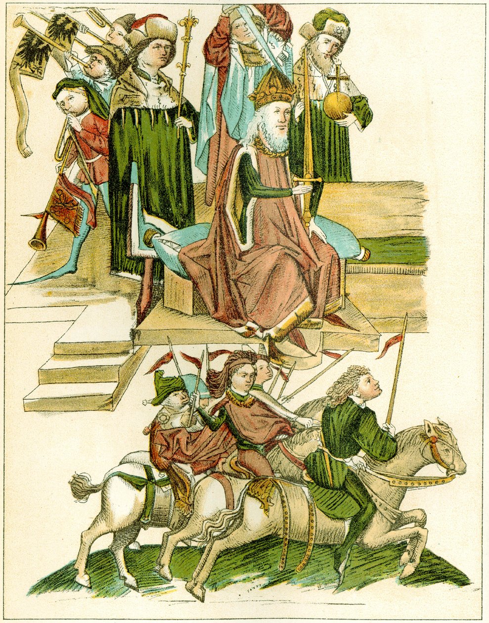 Fryderyk I otrzymuje brandenburski egzemplarz ilustracji z ilustrowanej kroniki Richentals, ok. 1930 r. 1440 autorstwa Unbekannt