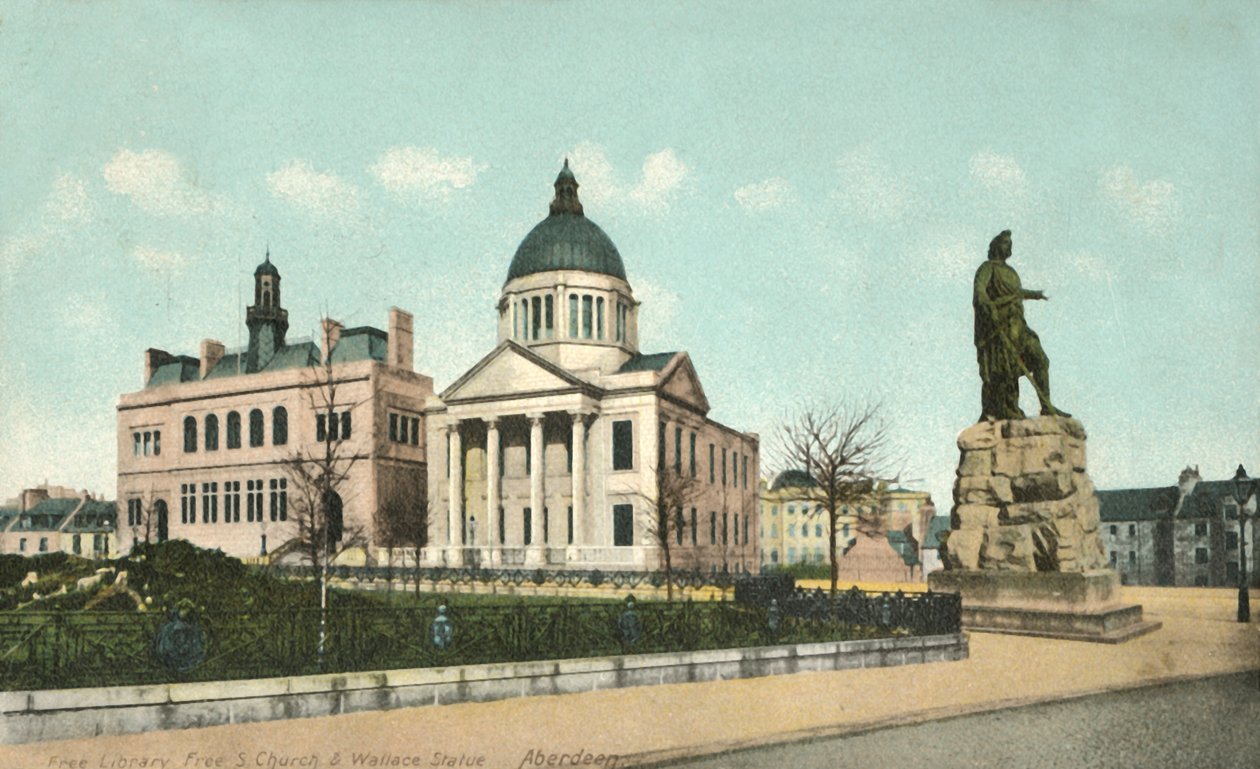 Free Library Free S Church & Wallace Statue — Aberdeen, 1900. autorstwa Unbekannt