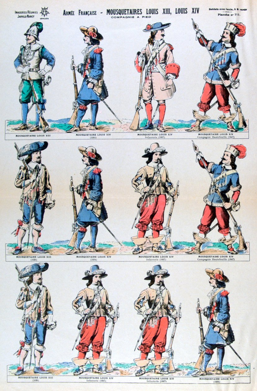 Armia Francuska, muszkieterowie Ludwika XIII i Ludwika XIV, XVII w. XIX w. autorstwa Unbekannt