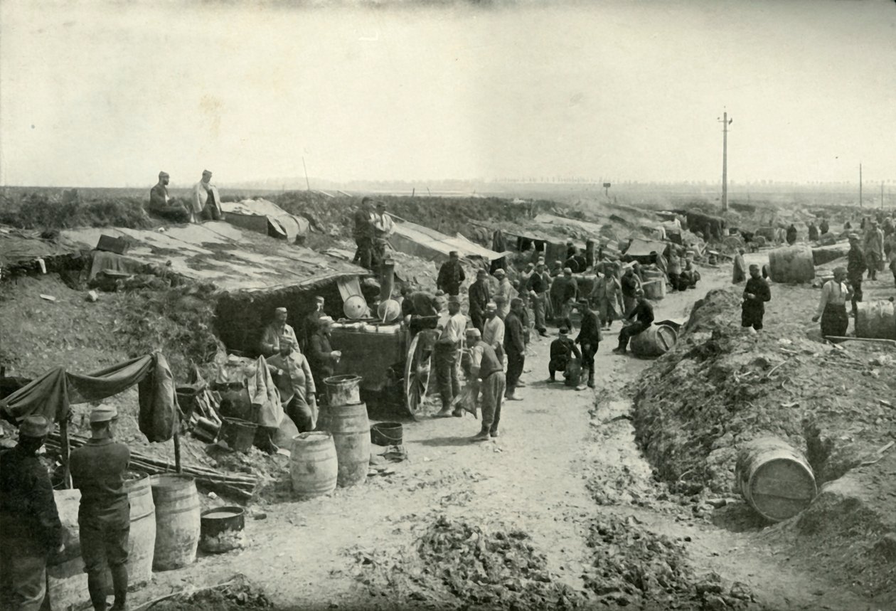 Francuskie kuchnie polowe za linią ognia, 1919. autorstwa Unbekannt