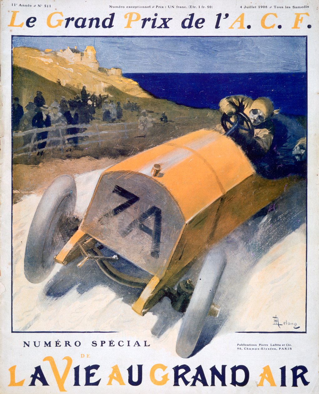 Grand Prix Francji, okładka magazynu La Vie au Grand Air, 1908 autorstwa Unbekannt