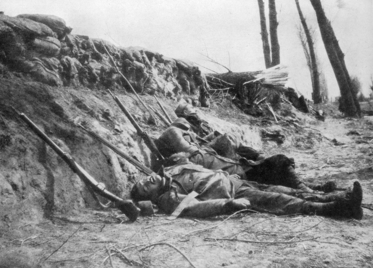 Francuska piechota żuawa zabita przez gaz, druga bitwa pod Ypres, Belgia, 22 kwietnia 1915, 1929 autorstwa Unbekannt