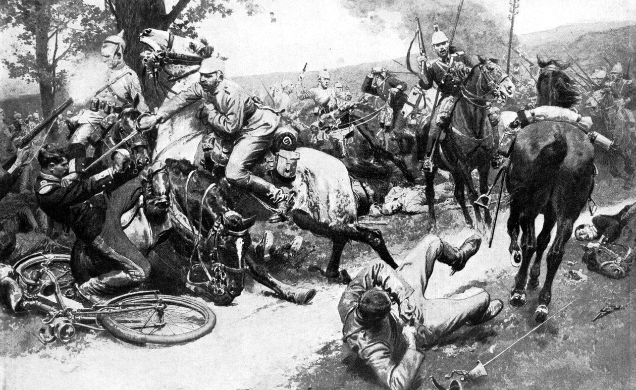 Kawaleria francuska atakująca wojska niemieckie, I wojna światowa, 1914 autorstwa Unbekannt