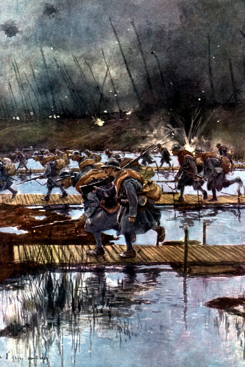 Francuski 1. Korpus Piechoty przeprawa przez Kanał Yser, I wojna światowa, 4.45, 31 lipca 1917 autorstwa Unbekannt