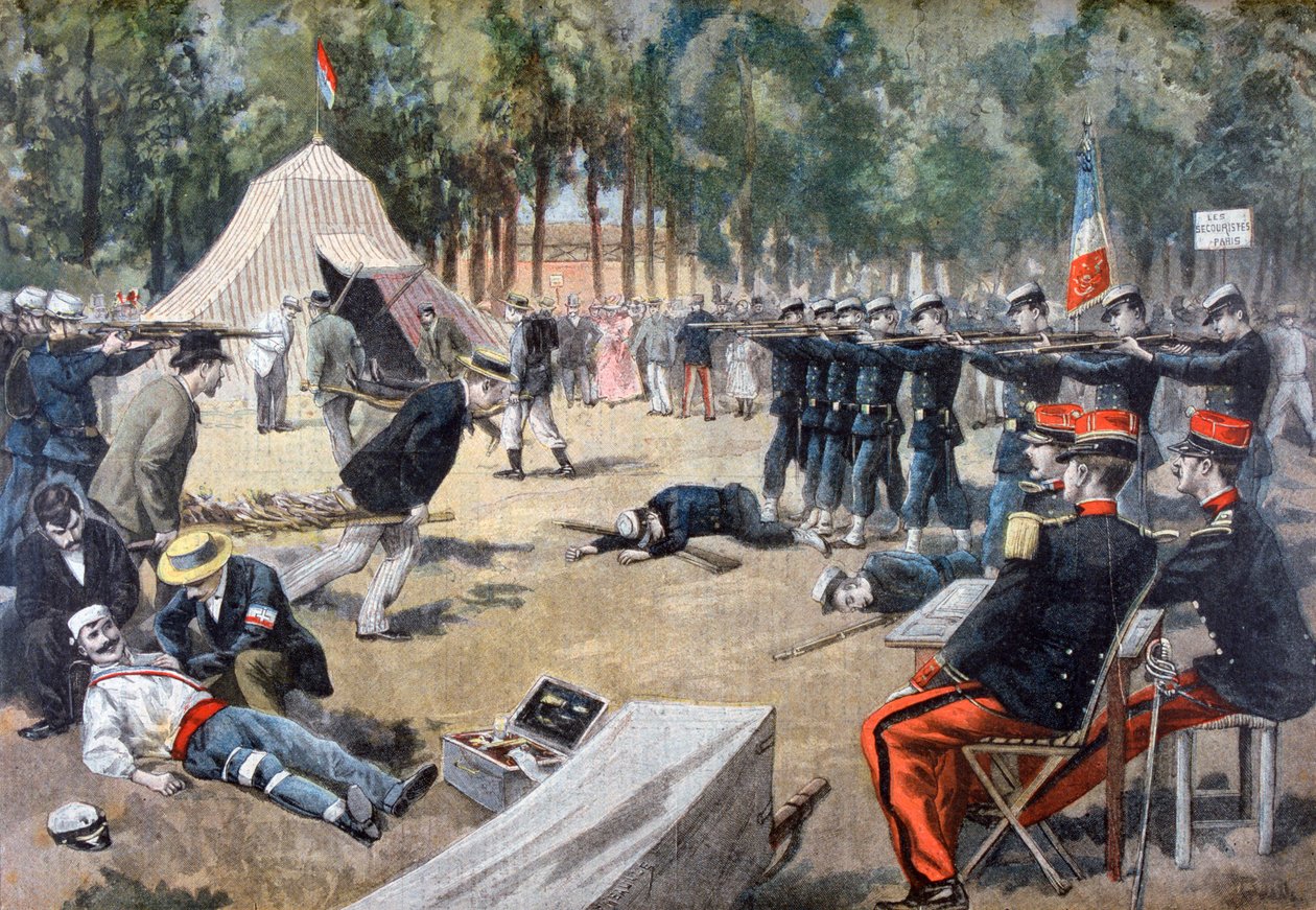 Francuskie manewry wojskowe: ratownicy pierwszej pomocy, 1897 autorstwa Unbekannt