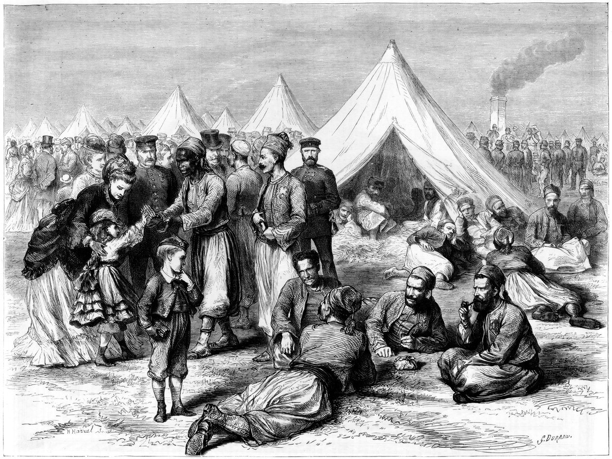 Francuski obóz jeńców wojennych w Wahn, niedaleko Kolonii, wojna francusko-pruska, 1870 autorstwa Unbekannt