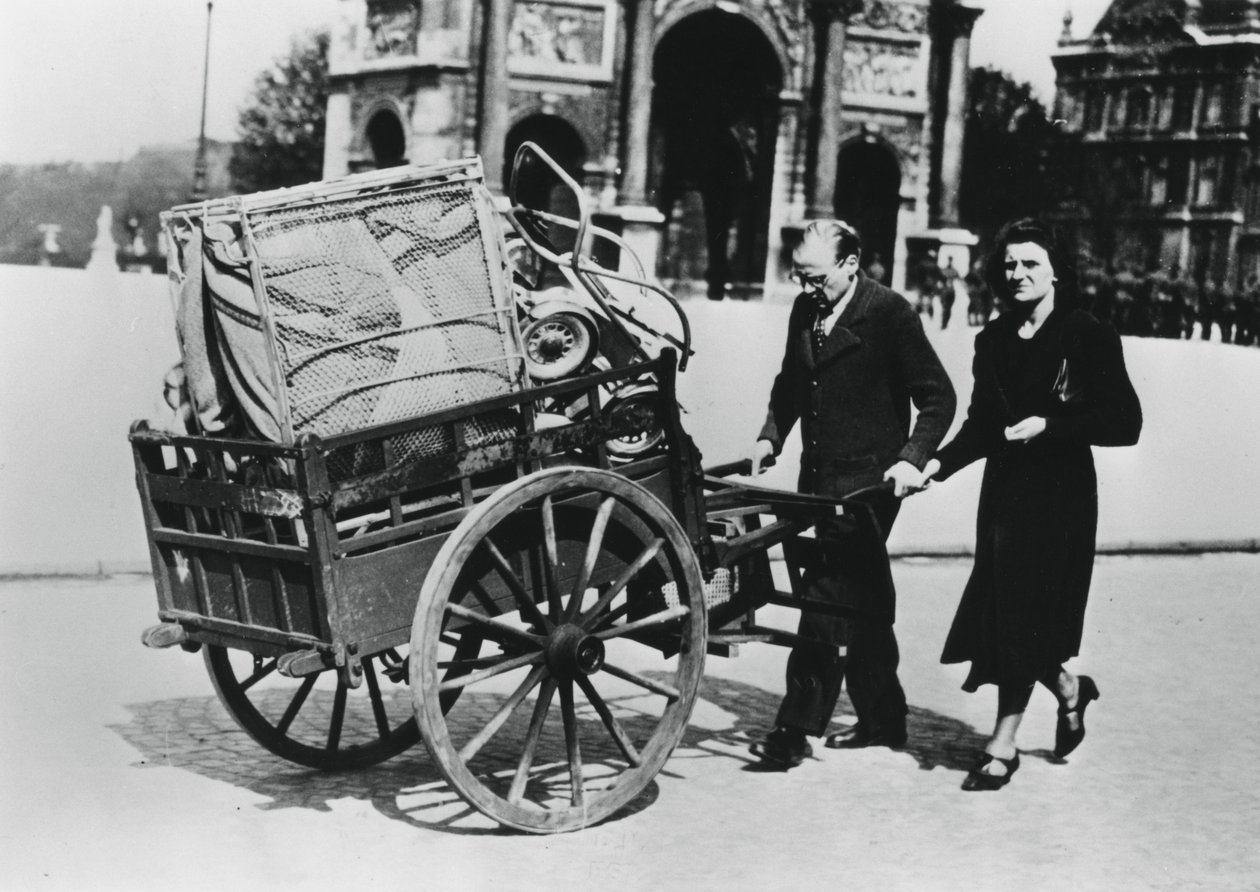 Francuscy uchodźcy powracający do domu po upadku Francji przez Niemców, Paryż, lipiec 1940 autorstwa Unbekannt