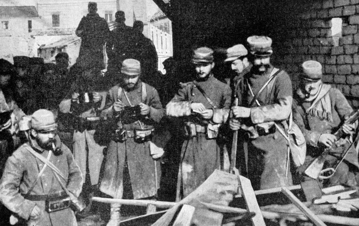 Francuscy żołnierze w spoczynku w Szampanii we Francji, I wojna światowa, 1915 r. autorstwa Unbekannt