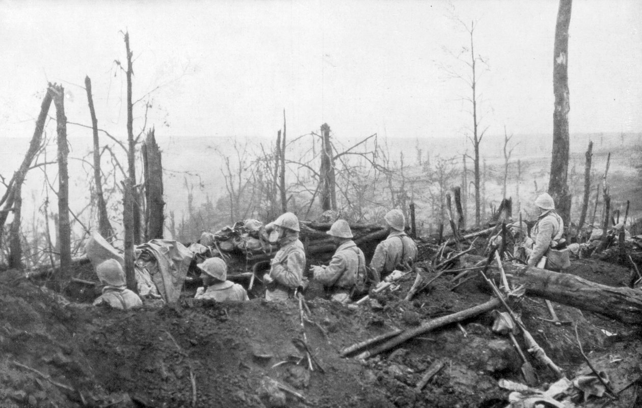 Żołnierze francuscy z widokiem na pozycje niemieckie, Bitwa pod Malmaison, 1917 autorstwa Unbekannt
